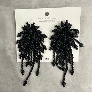 H&M Black Bead statement earrings